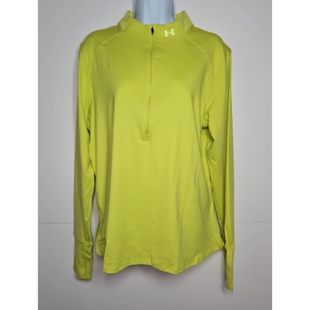 Under Armour Womens Lime Green 1/2 Zip Pullover‎ Activewear Top Size XL